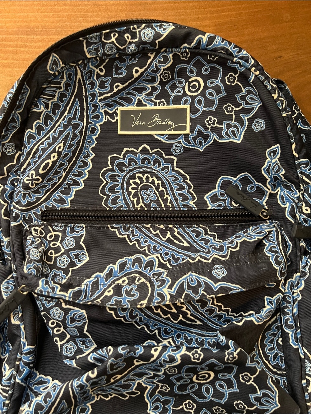 Vera Bradley Navy Paisley Backpack with Blue & White Accents